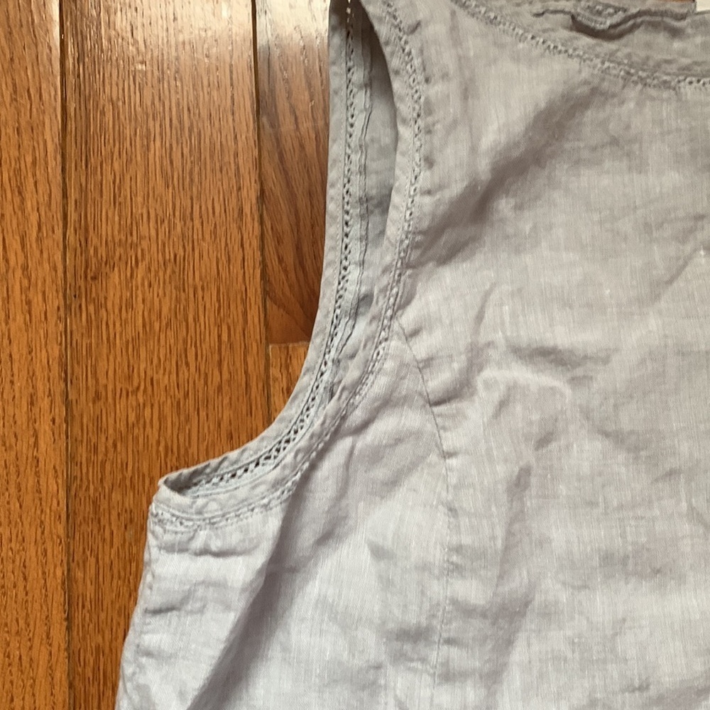 J.Jill Love Linen Hemstitched Detail Garment-Dyed Lightweight Dress Petite Large - Picture 3 of 11